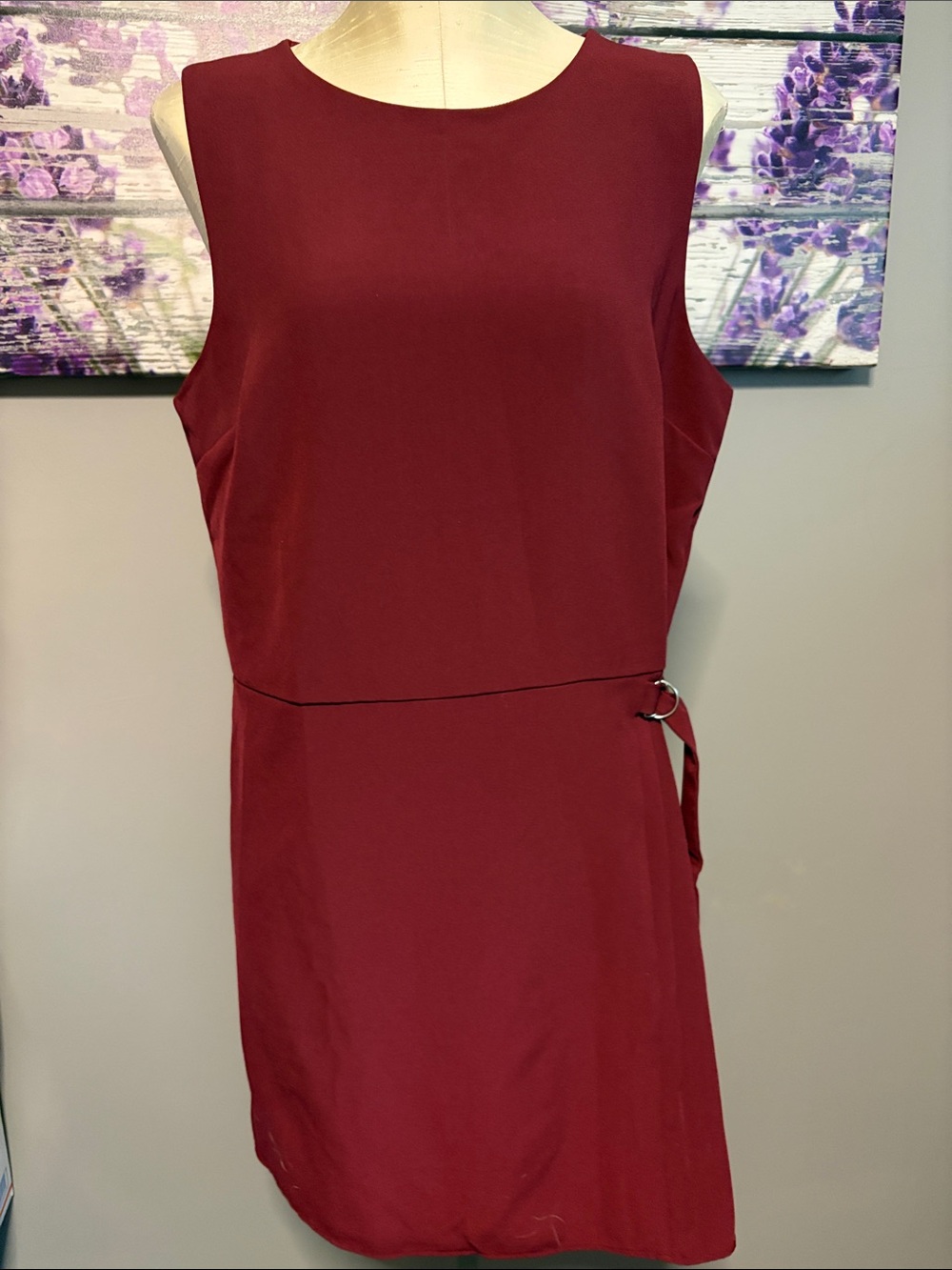 Sam Edelman Sleeveless Wine-Red Mini Dress with Side pleat NWT Size 12